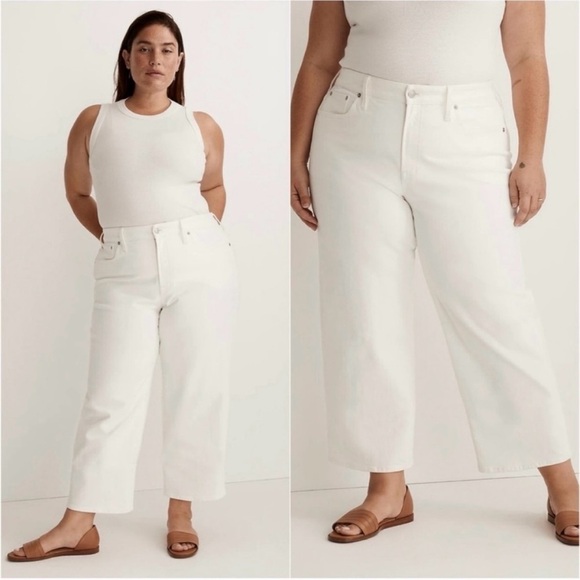 Madewell Jeans The Plus Perfect Vintage Wide-Leg Crop Tile White 20W NWT New - Picture 1 of 14